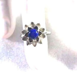 Lapis Flower Ring - Adjustable